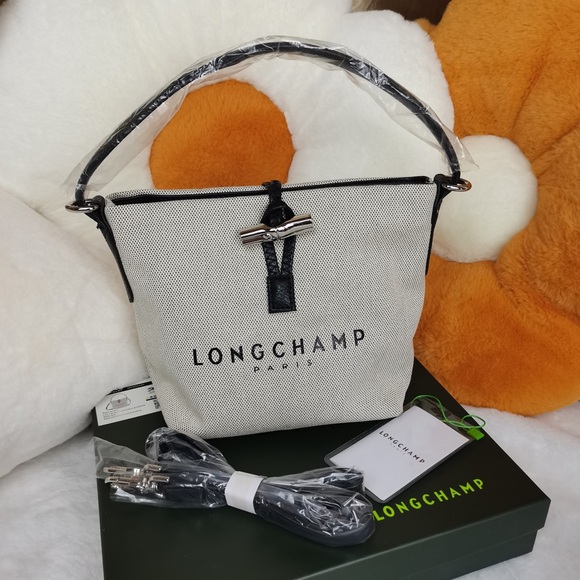 Longchamp Handbags - Longchamp Black and Cream Shoulder Bag
